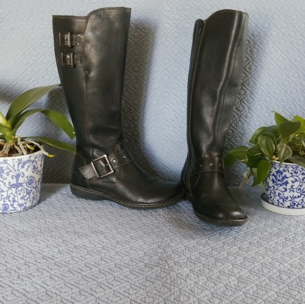 Born Black Leather Riding Boots